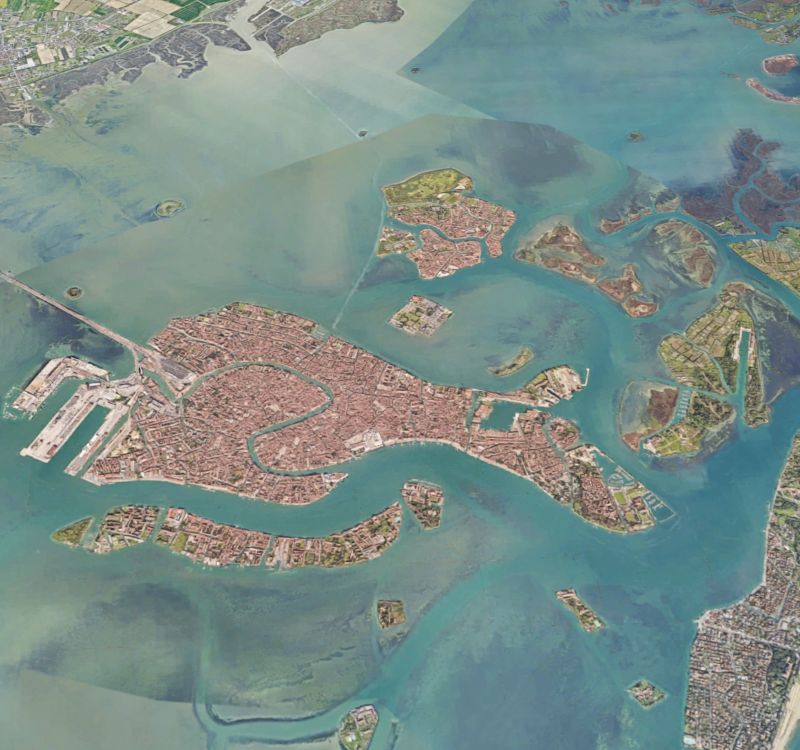 Venice, aerial view of the Certosa island