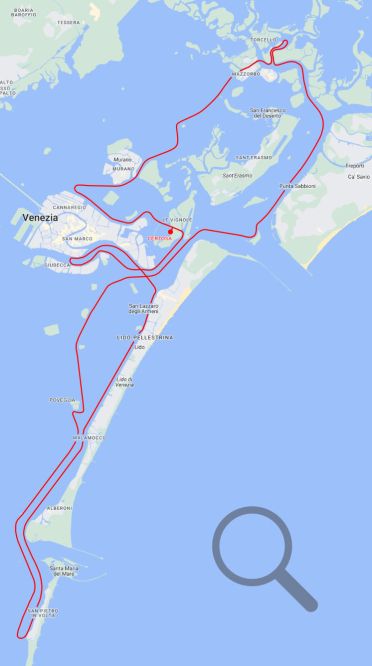 mappa: Dalla Certosa a Torcello e Pellestrina